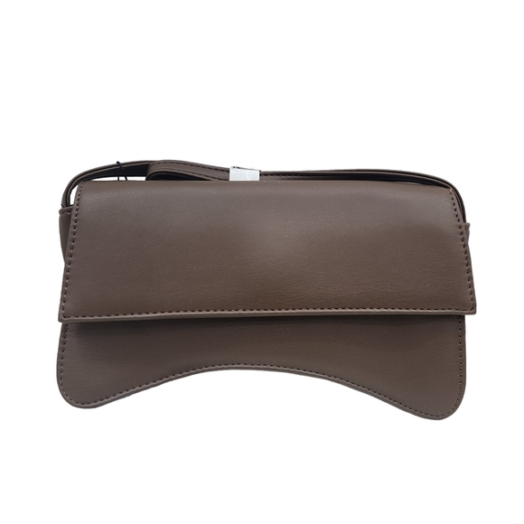 Pretty Little Thing Women's Chocolate PU Flap Over Baguette Shoulder Bag - OS - Picture 2 of 7